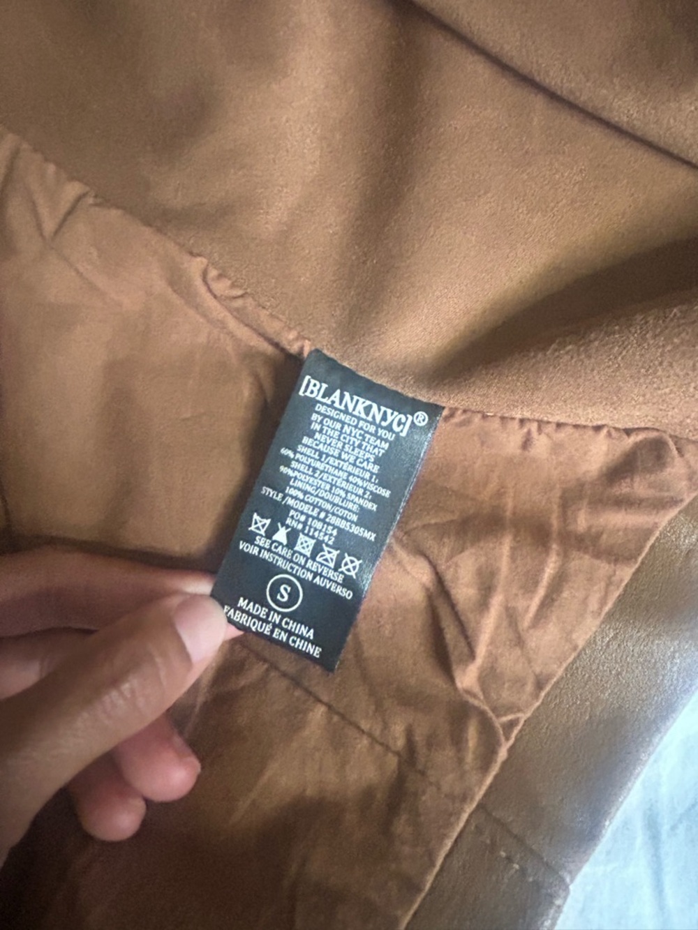 Blank NYC Faux Leather and Suede Camel Draped front Moto Jacket - Picture 11 of 14